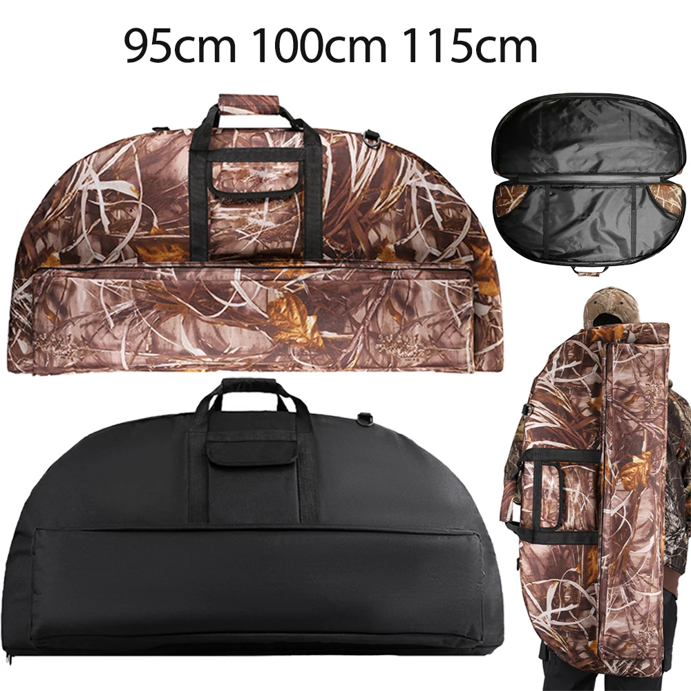 Bolsa de transporte de arco, bolsa de almacenamiento para equipo de tiro con arco con bolsillo para flechas, estuche compuesto de lona para arco de caza de 95cm, 100cm y 115cm