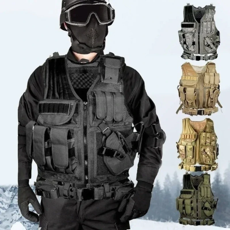 Chaleco táctico de nailon, armadura corporal, portador de caza, accesorios Airsoft, combate MOLLE, chaleco militar de camuflaje, juego CS, equipo de jungla - imagen 2
