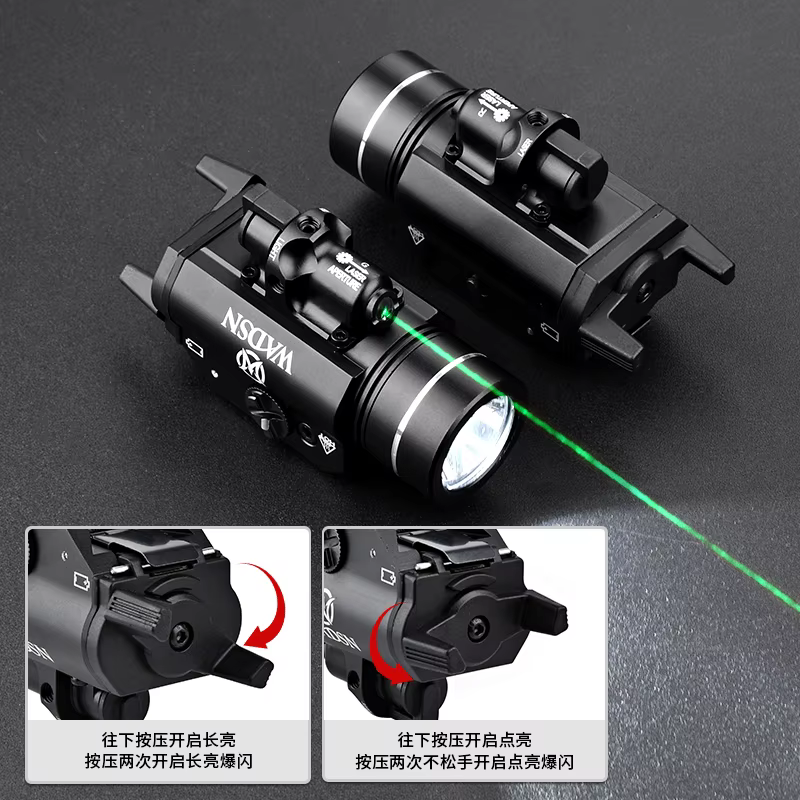 WADSN Tactical Red Green Laser White Light Metal Flashlight Pistol Hunting Scout Light LED Airsoft Fits 20mm Rail Glock 17 18 19 - imagen 4