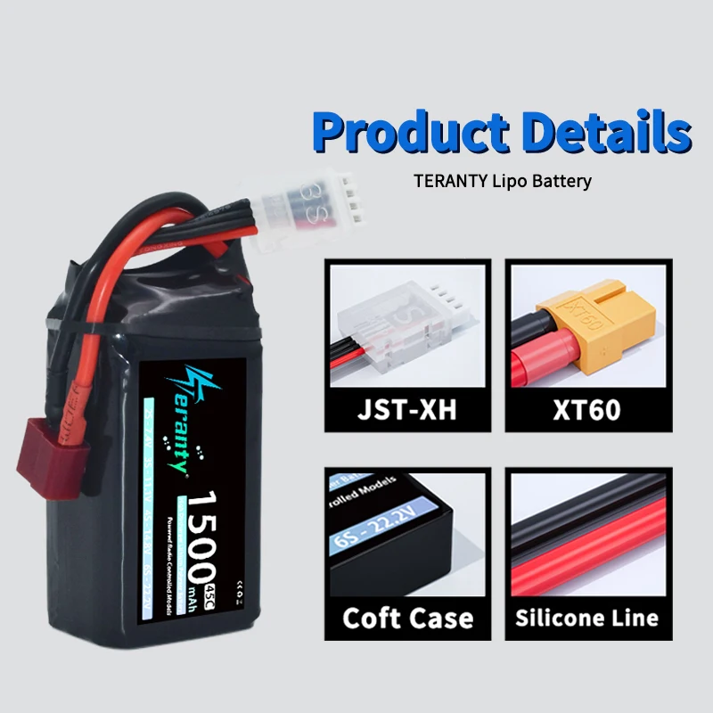 TERANTY Bateria LiPo 3S 1500mAh 11,1V 45C XT30/XT60 para RC coche - imagen 5