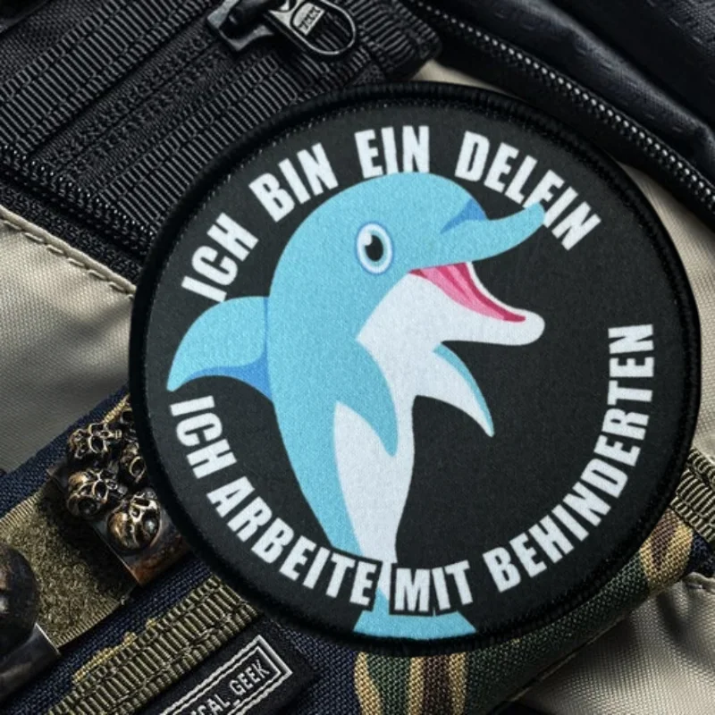 Parche con estampado de delfines bonitos, chaleco táctico, sombreros con gancho y bucle, insignia de moral, pegatinas para mochila militar, parches para brazalete para ropa - imagen 5