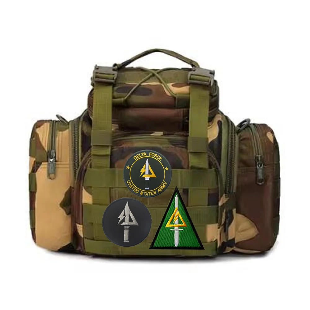 Parche bordado verde militar Delta creativo para exteriores, insignia de mochila con gancho y lazo para ropa - imagen 3