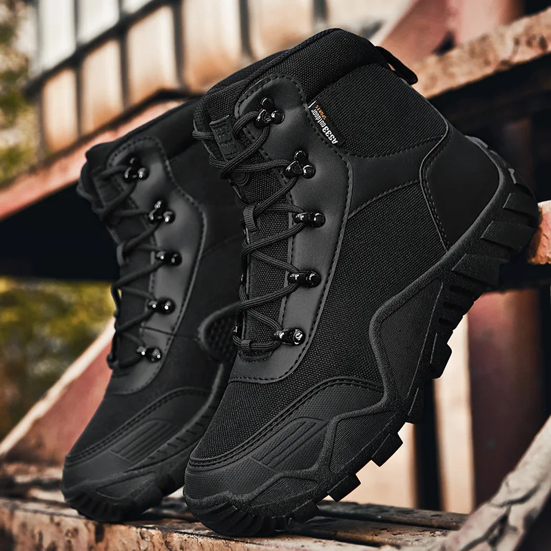 Botas militares de combate para hombre al aire libre, Botas de senderismo impermeables, zapatos de caza tácticos, botas de Trekking para escalar de talla grande 39-47 - imagen 4