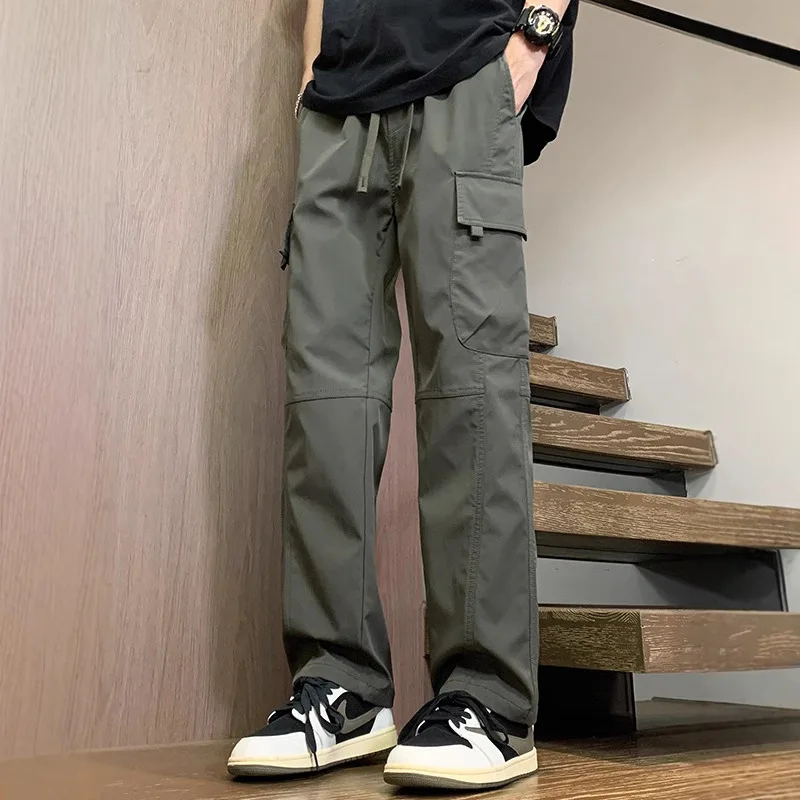 2025 pantalones de calle informales para hombre, pantalones Cargo rectos a la moda, pantalones de chándal resistentes al desgaste con múltiples bolsillos para verano, 2/1 Uds. - imagen 4