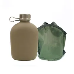 Botella de agua táctica para exteriores con bolsa y senderismo