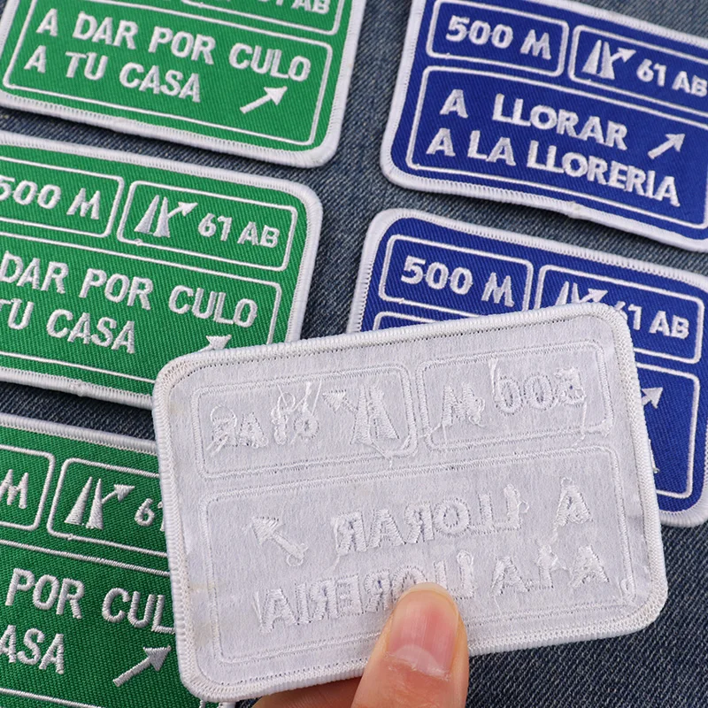 Parche de LLORAR A LA LLORERIA, parche bordado de señal de carretera, parches para planchar para ropa, chaqueta, pantalones vaqueros, pegatinas para coser/planchar, 1/2 Uds. - imagen 3