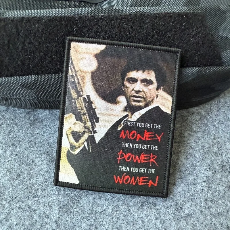 Parche táctico Scarface, insignia de moral con gancho y bucle, parches militares para chaleco, mochila