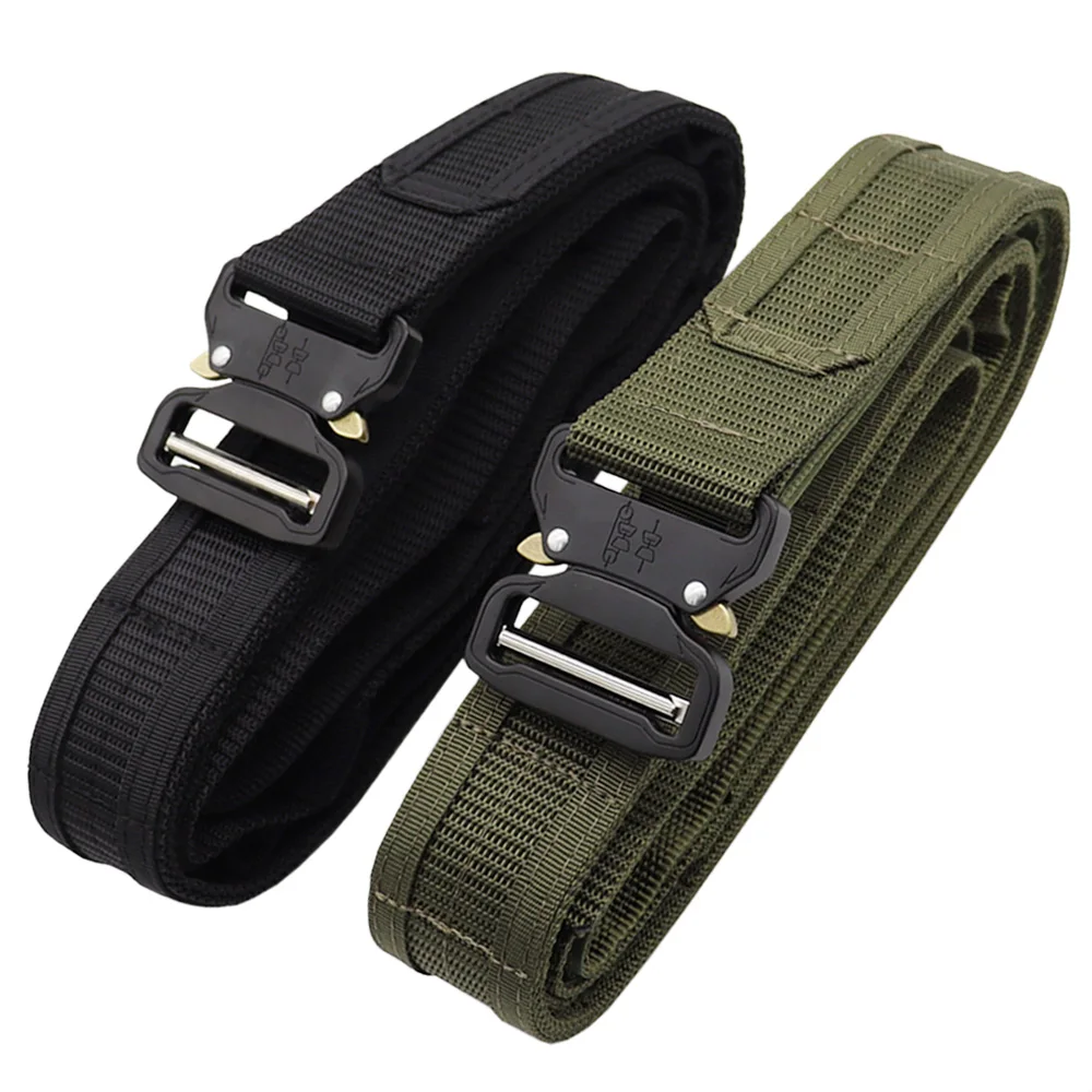 Cinturón táctico de 2 pulgadas para entrenamiento, cinturón de combate, caza, Airsoft, deporte al aire libre, cinturón para hombre BK verde - imagen 2