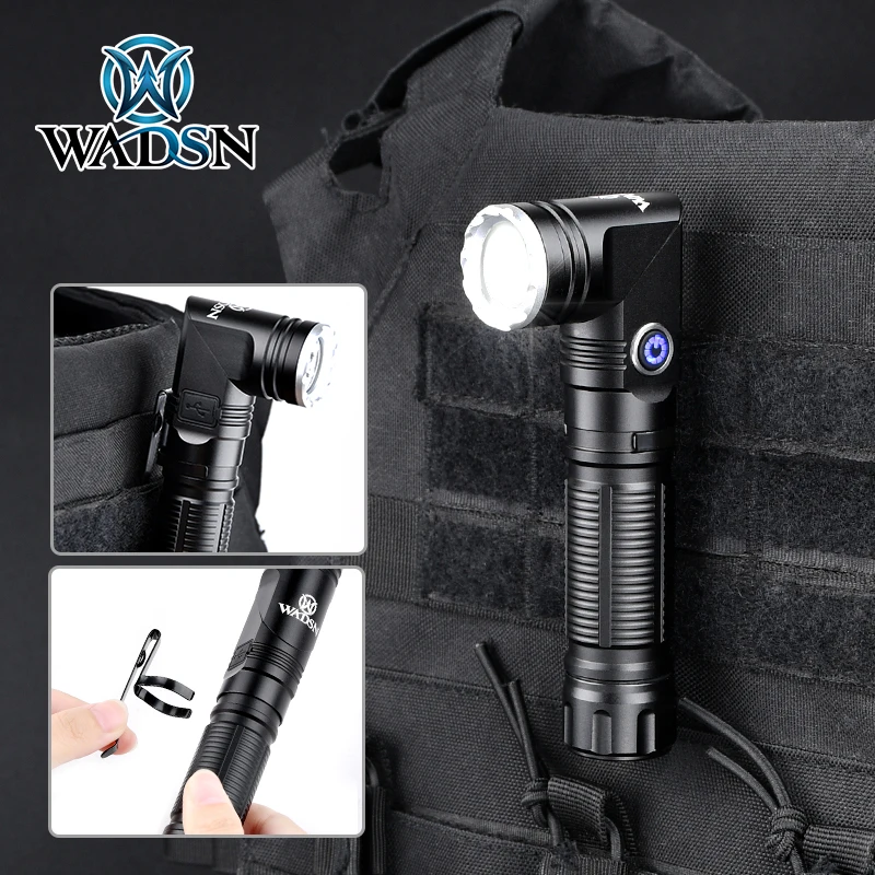 WADSN linterna táctica de esquina de Metal plegable, luz fuerte, LED suave, faro giratorio de 90 °, brillo ajustable - imagen 3