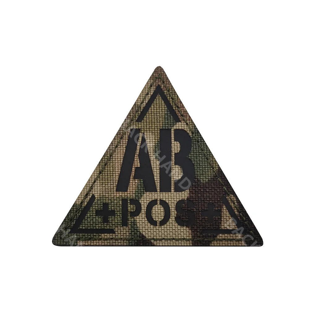 Parches de tipo de sangre infrarrojo en la oscuridad, A + B + O + AB + POS, parche IR positivo, insignia militar CP invertida con bucle de gancho - imagen 4