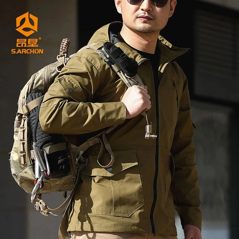 Chaqueta táctica militar M97 para hombre, chaqueta cortavientos impermeable con capucha, chaqueta deportiva con múltiples bolsillos, cortavientos impermeable - imagen 2