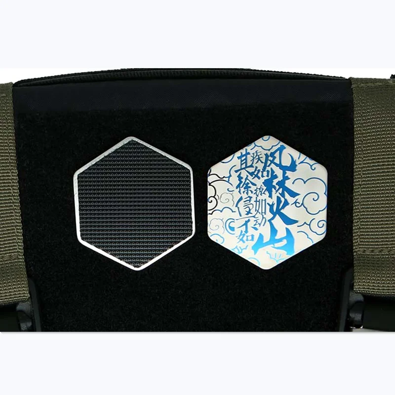 Furinkazan-Parche de Metal Mantra de nueve caracteres, insignia táctica de combate hexagonal para ropa, accesorios para mochila - imagen 5