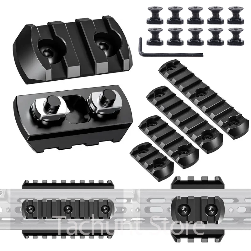 Juego de 4 Rieles Tácticos Moe M-Lok Picatinny de Nailon, Juego de Tuercas en T M-LOK Keymod, Juego de Tornillos M4 M5, 10 Piezas de Riel Picatinny de 20 mm, Riel Rife - imagen 3