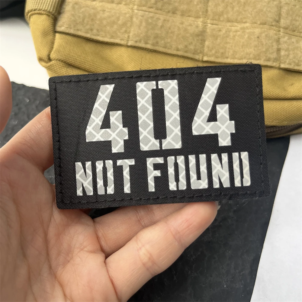 Parches reflectantes de gancho y bucle de mal funcionamiento 404, pegatina para brazalete militar, insignias de reconocimiento nocturno, insignia de moral en mochila, sombrero - imagen 2