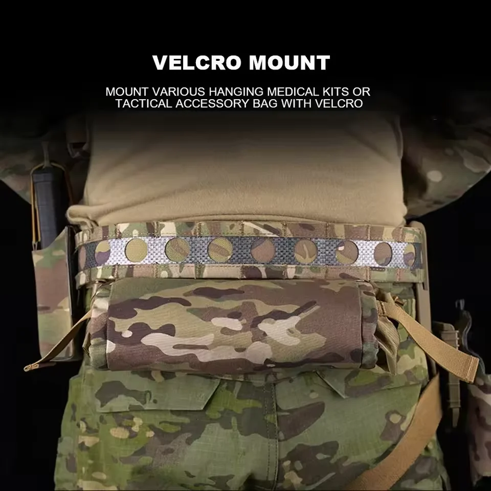 Cinturón de batalla táctil de 2 capas, cinturón de Ferro Bison, hebilla de anillo en D de Metal de separación rápida, pretina de combate de caza MOLLE, equipo Airsoft - imagen 5