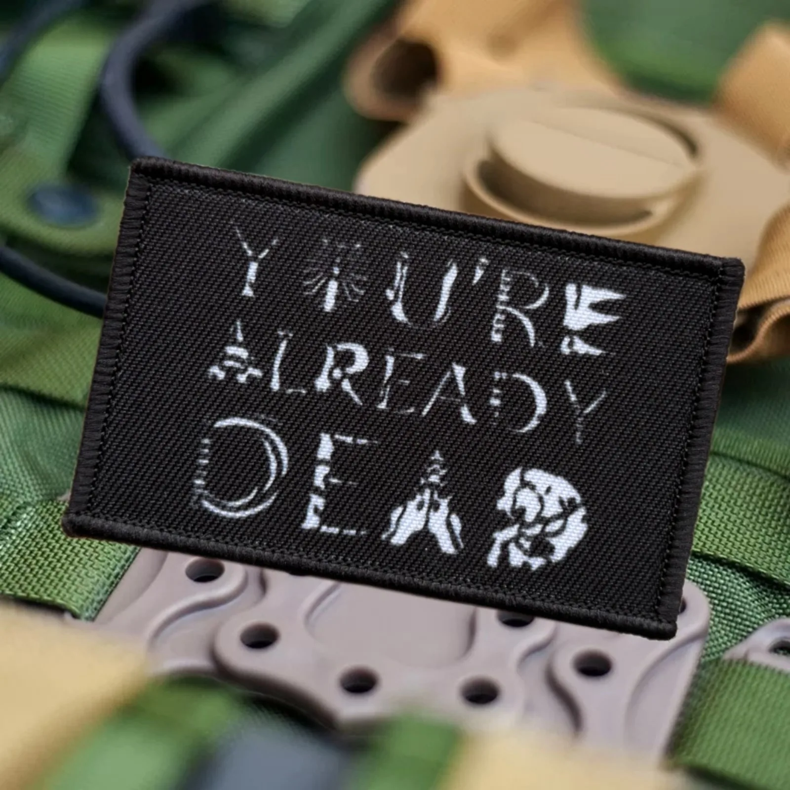 Parche táctico de moral muerta ya estás, insignia militar, gancho de bandera de EE. UU., parches de gancho y bucle impresos con calavera, pegatina para mochila del ejército - imagen 3