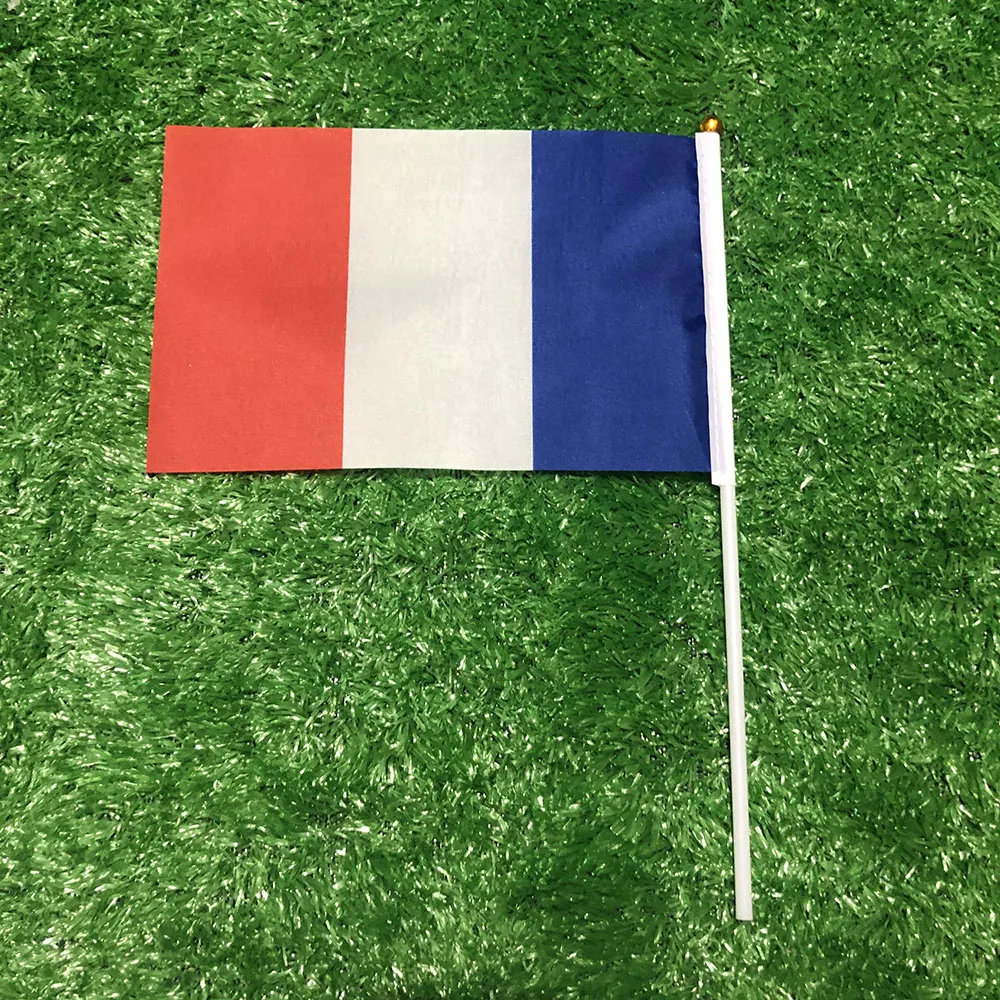 SKY FLAG 14x21cm Bandera ondulada a mano de Francia con poste de plástico, pancarta de poliéster para decoración - imagen 2