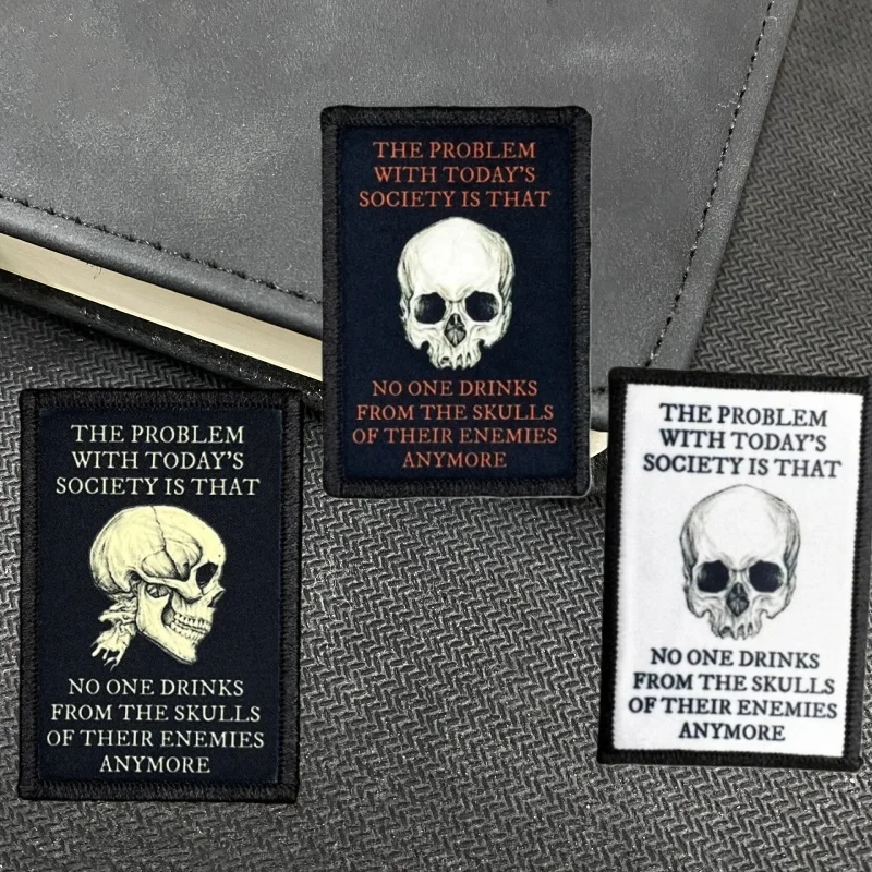 Parche de Velcro impreso de la sociedad de hoy, Calaveras, insignia de moral, mochila, pegatinas tácticas, parches de ropa, brazalete militar - imagen 4
