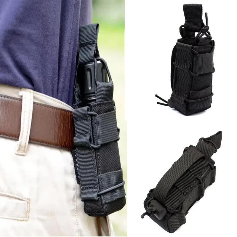 Bolsa táctica para pistola individual, bolsa elástica Molle superior abierta para GL M1911 92F 9mm.40 Magzines, funda para bastón para linterna