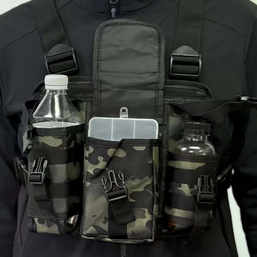 Bolsa deportiva táctica con múltiples bolsillos para exteriores, bolsa de herramientas de almacenamiento cruzada, bolsa de pecho para hombre en capas de marca de moda - imagen 3