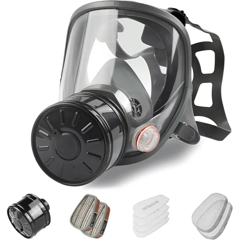 Máscara de gas de cara completa Máscaras de gas sobrevivência nuclear y química con filtro de carbón activado de 40 mm Máscara respirable reutilizable