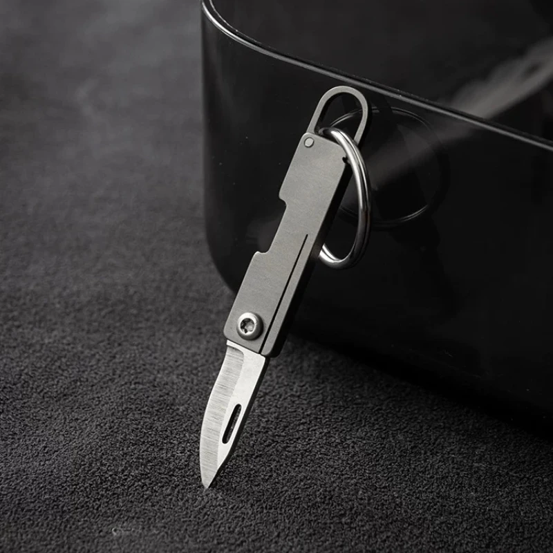 Mini cuchillo plegable de titanio para acampada EDC llavero