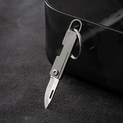 Mini cuchillo plegable de titanio para acampada EDC llavero