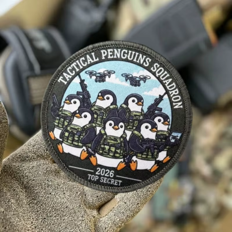 Parche táctico militar Drones y Pingüinos con gancho y bucle - imagen 2