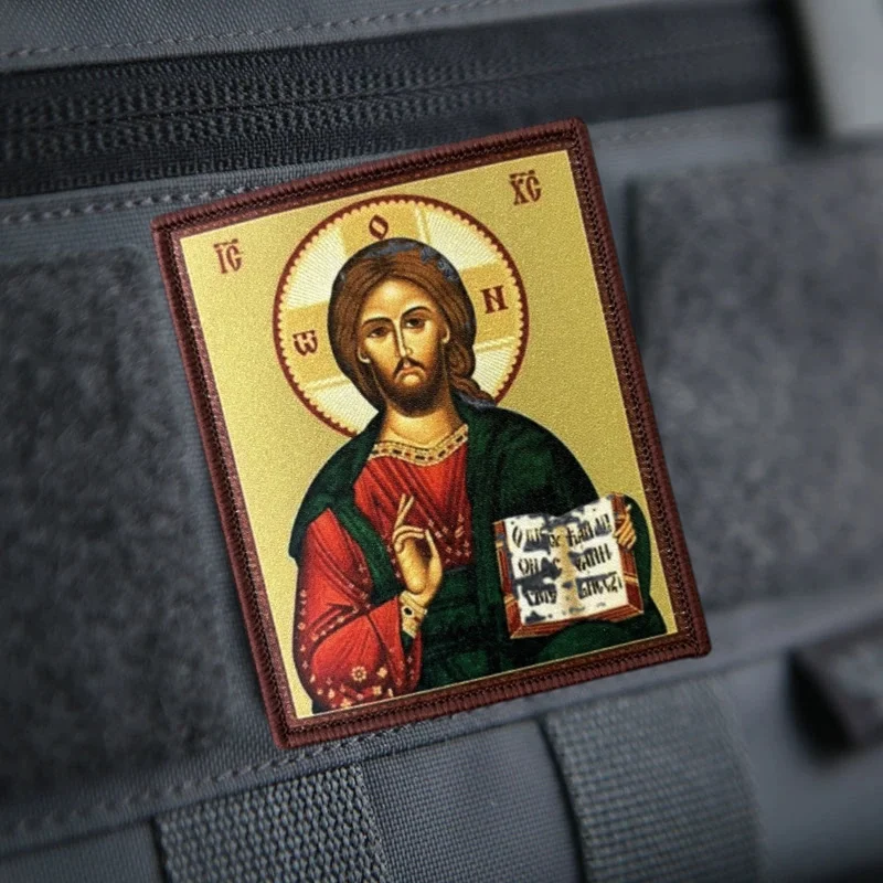 Parche moral bordado Jesús religioso para equipamiento táctico - imagen 3