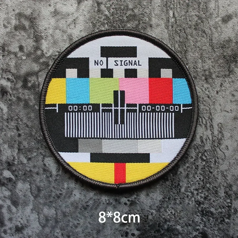 Insignias sin señal en mochila, TV sin canales, parches bordados para ropa, parche moral nostálgico divertido, apliques de gancho y bucle - imagen 4