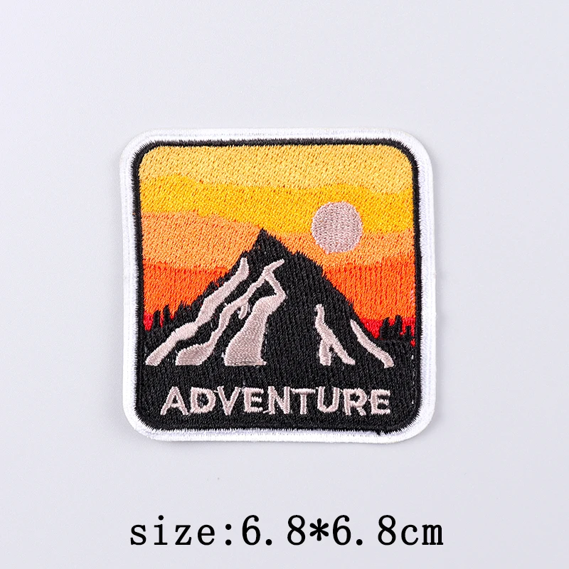 Parche bordado de paisaje de amanecer, parches para planchar para ropa, parches bordados para la naturaleza al aire libre, insignia adhesiva para ropa - imagen 3