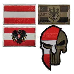 Parches bordados tácticos militares con bandera de ÁSTRIA, brazalete, insignia para mochila con respaldo de gancho para ropa