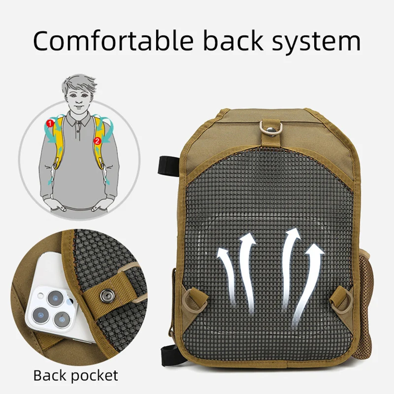 Bolsa táctica de pesca para el pecho, gran capacidad, señuelo, senderismo, escalada, caza, ciclismo, bolsos de hombro, mochila de entrenamiento para deportes al aire libre - imagen 5