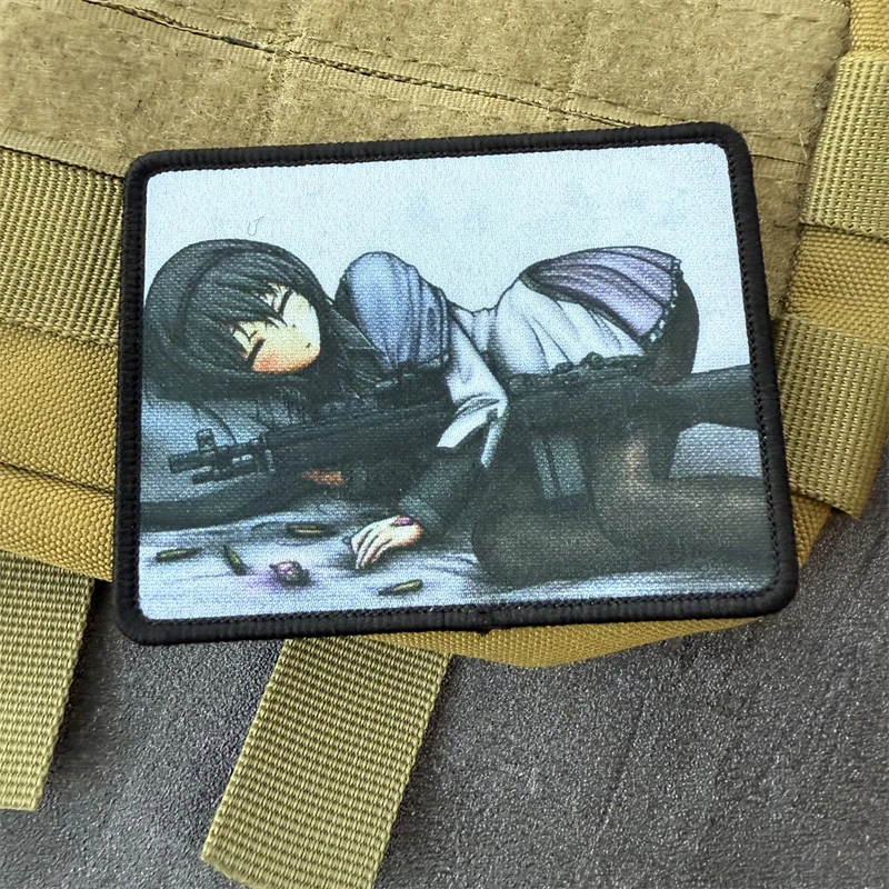 Parche estampado de moral "Khomura Akemi", brazalete militar táctico, insignia de gancho y bucle, accesorios de apliques para mochila de tela - imagen 4