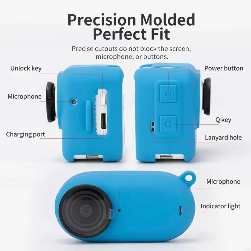 Protector silicona que absorbe los golpes con cubierta lente y correa antideslizante para dispositivos grabación 360 - imagen 2