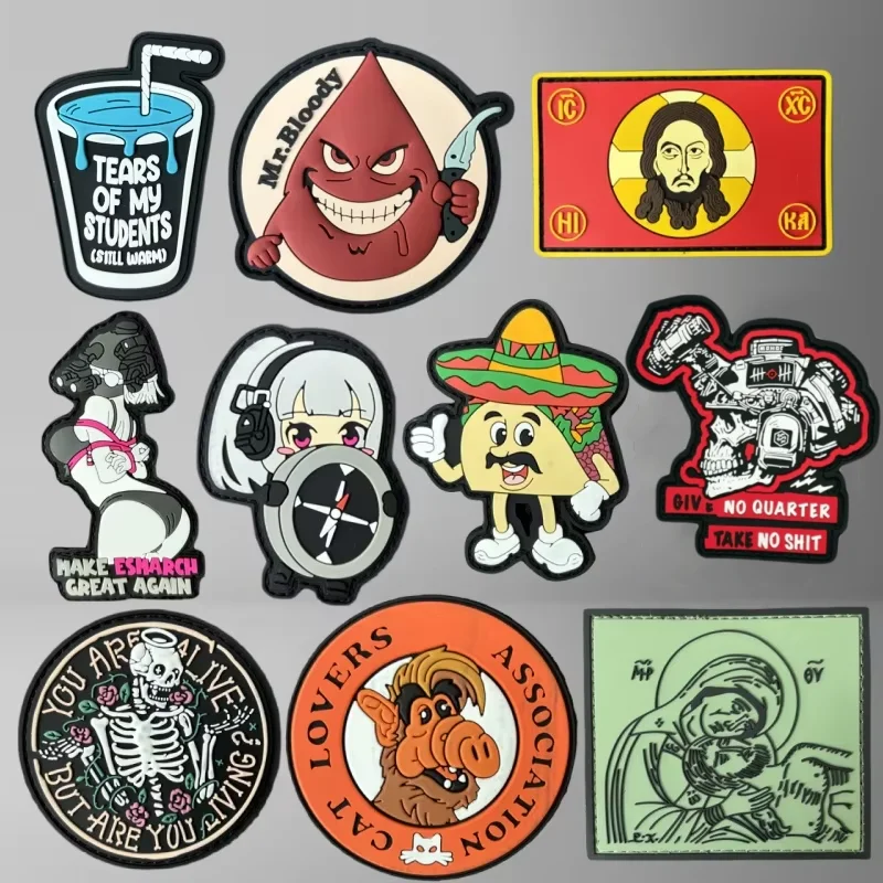 Parche táctico de PVC 3D para ropa, insignia de moral, parche militar con gancho, pegatinas para brazalete de mochila