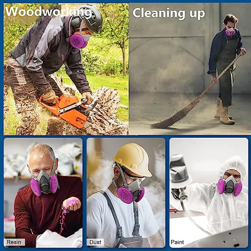 Mascarilla de Gas respirador 6200, media cara con filtro 2097, juego de gafas para pintura epoxi en polvo, vapor orgánico, formaldehído, soldadura, molienda - imagen 4