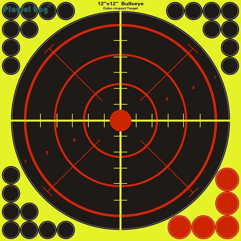 Pegatinas de objetivo de salpicaduras de 12x12 pulgadas, adhesivo para entrenamiento de tiro al aire libre, papel de destino, dardo, práctica de Airsoft, venta al por mayor, AQB179 - imagen 4