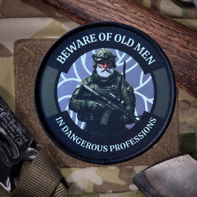 Parches adhesivos decorativos para mochila militar con gancho y bucle para insignia de moral con estampado táctico de anciano para ropa - imagen 3