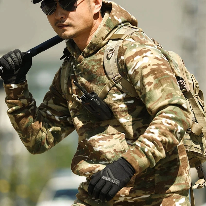 Mege-Sudadera con capucha táctica para hombre, ropa de caza militar de camuflaje al aire libre, chaqueta gruesa y cálida Multicam para invierno - imagen 2