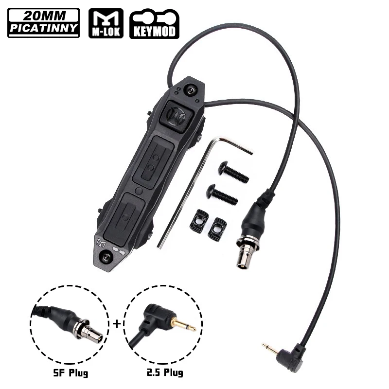Interruptor de presión táctico Airsoft de doble función para PEQ-15 NGAL láser WADSN M600 M300 linterna a distancia con tres teclas - imagen 4