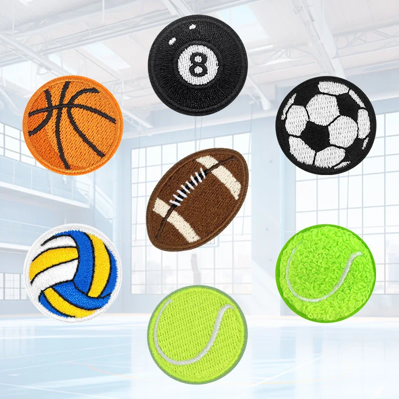 Parches bordados de fútbol, tenis, voleibol, bolsas, ropa, jeans, pegatinas de dibujos animados, apliques de ropa hechos a mano, 5 uds. - imagen 2