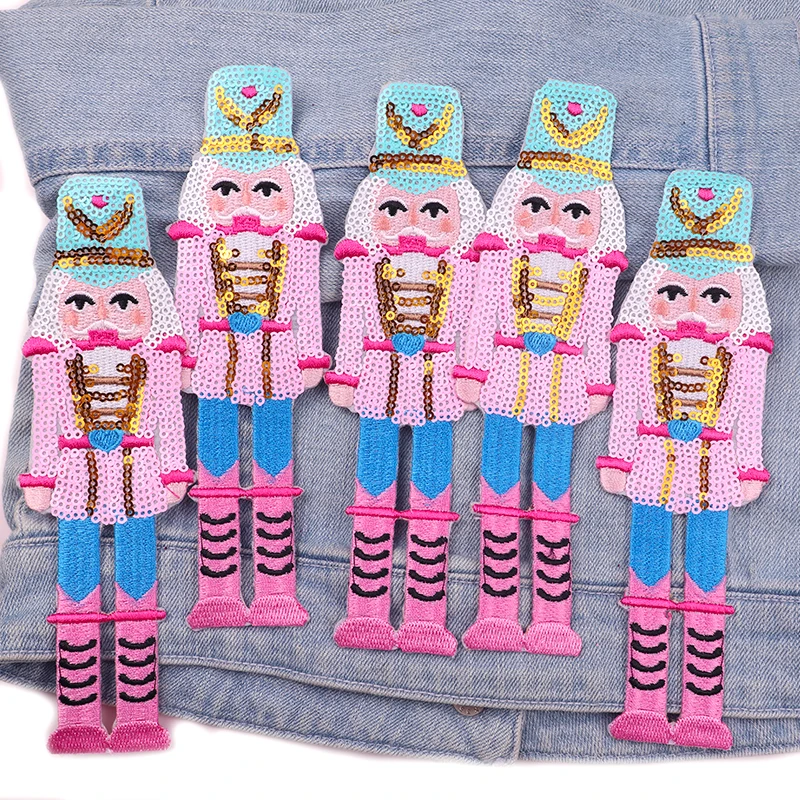 Parches bordados de Cascanueces, parche de muñeca soldado rey, parches para planchar para ropa, chaquetas DIY, sombreros, decoración bordada, 5 uds. - imagen 3