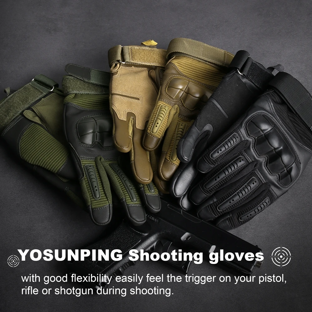 Guantes de senderismo de cuero PU con pantalla táctil para hombre, guantes antideslizantes de combate, Airsoft, deportes al aire libre, ciclismo, trabajo, Paintball, dedo completo - imagen 5