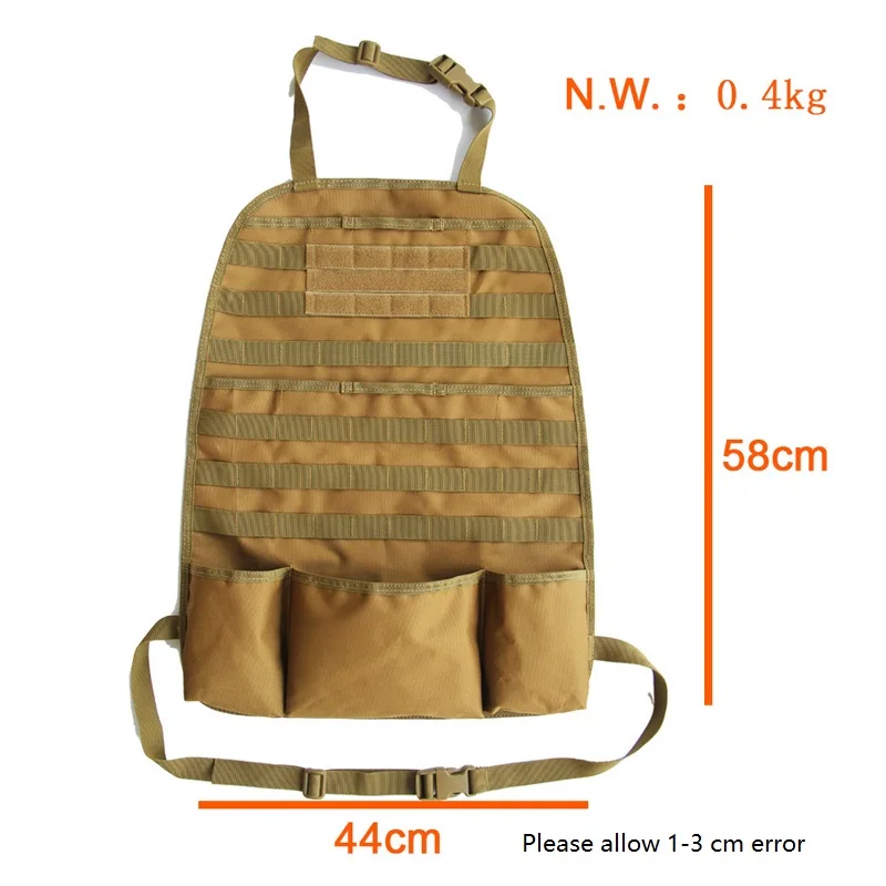 MOLLE táctico Universal para asiento trasero de coche, Kit Protector de cubierta de asiento de vehículo, alfombrilla de almacenamiento, accesorios de bolsa de coche, Panel militar - imagen 4