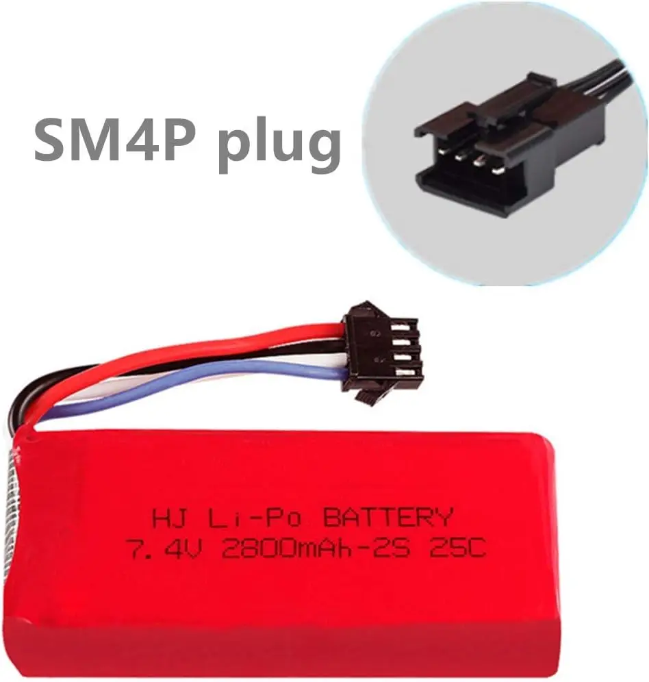 Batería li-po recargable con enchufe de SM-4P, cargador para UDI902 UDI 002 HuanQi 7,4 2800, barco de juguete RC de velocidad rápida, 25C, 961 V, 962 mAh - imagen 3