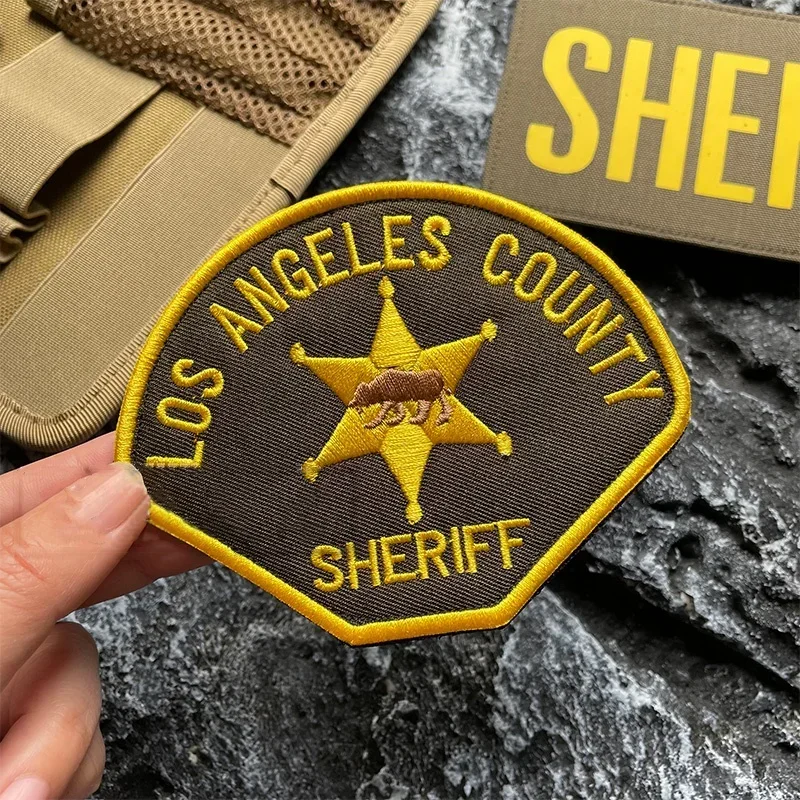 Emblema de identificación de seguridad de EE. UU., parches bordados de Klett, accesorio táctico, insignia de moral, pegatina para mochila, camiseta sin mangas del SHERIFF - imagen 4