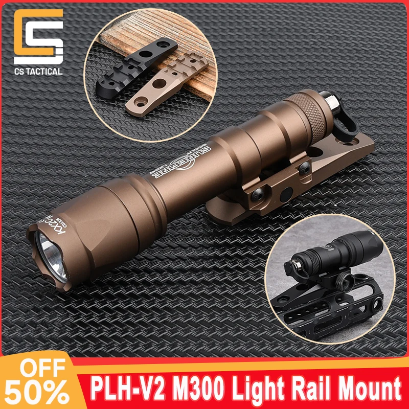 CS luz de exploración táctica de montaje 3 ranuras Base de carril de aluminio 20mm Rail linterna Base para Mlok Keymod Surefir M300 M600 X300 PLH-V2