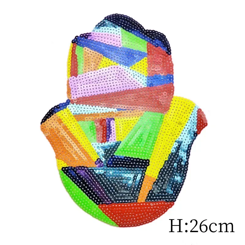 Parches y apliques de lentejuelas para ojos y palmas, parches bordados de cuentas para ropa, pegatinas de chaqueta vaquera, insignia DIY, Parche de planchado - imagen 2