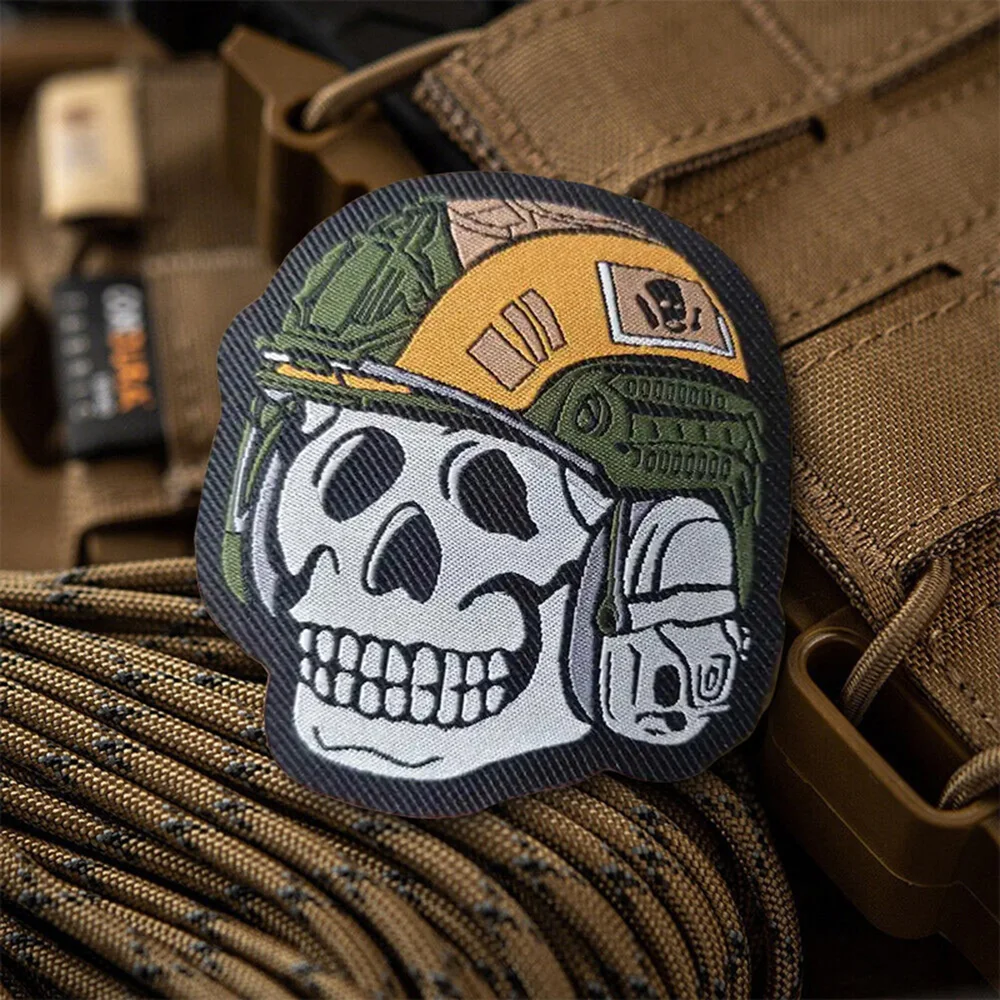 Parches tácticos de operador de esqueleto para ropa, parche de gancho y bucle, insignia militar, brazalete, pegatinas decorativas para mochila